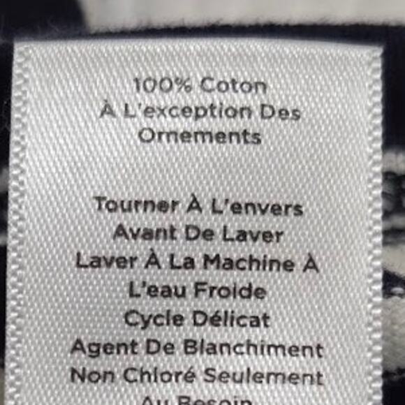 Talbots Navy White Striped Daisy Embroidered Top Women's M 100% Cotton - Picture 4 of 9